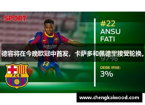 德容将在今晚欧冠中首发，卡萨多和佩德里接受轮换。